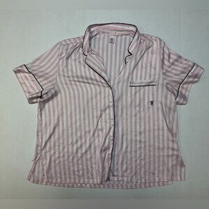 Victoria's Secret Pink Women’s XL Striped Pajama Top Short Sleeve Button Down